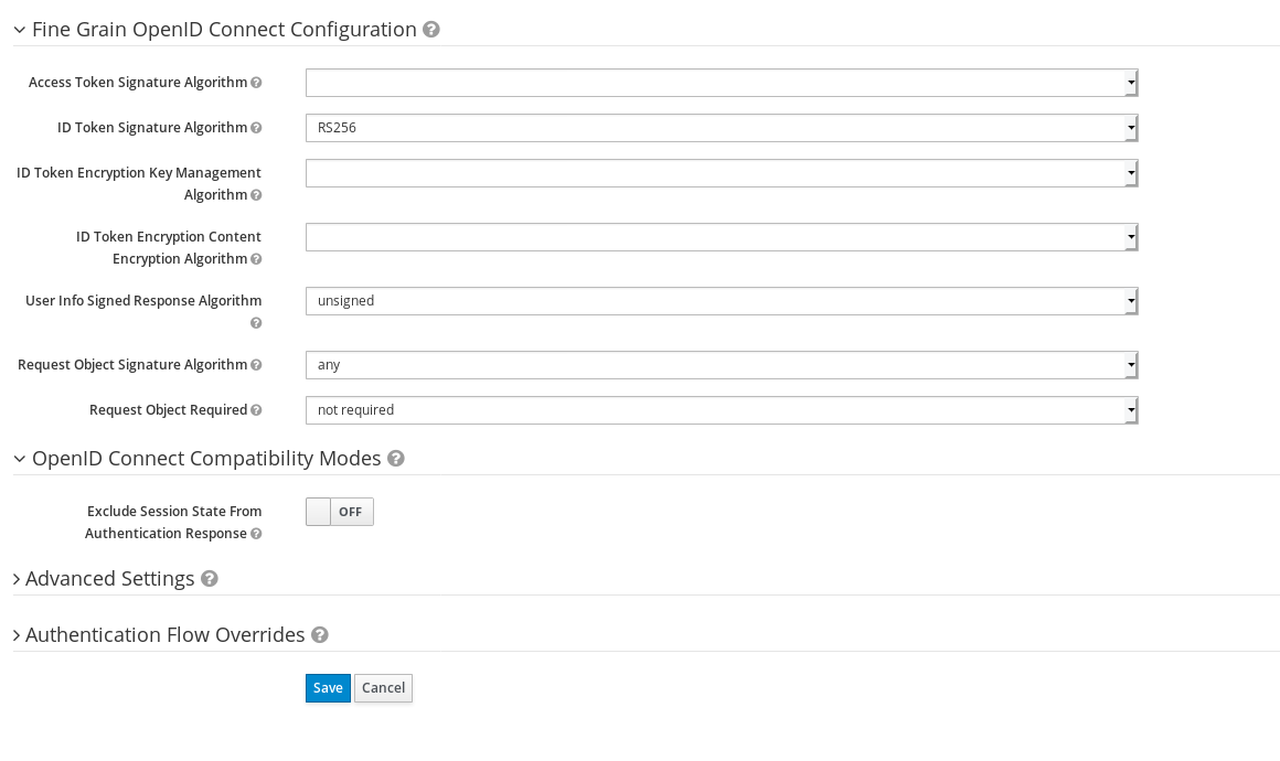 Configure ID Token Signature Algo as RS256